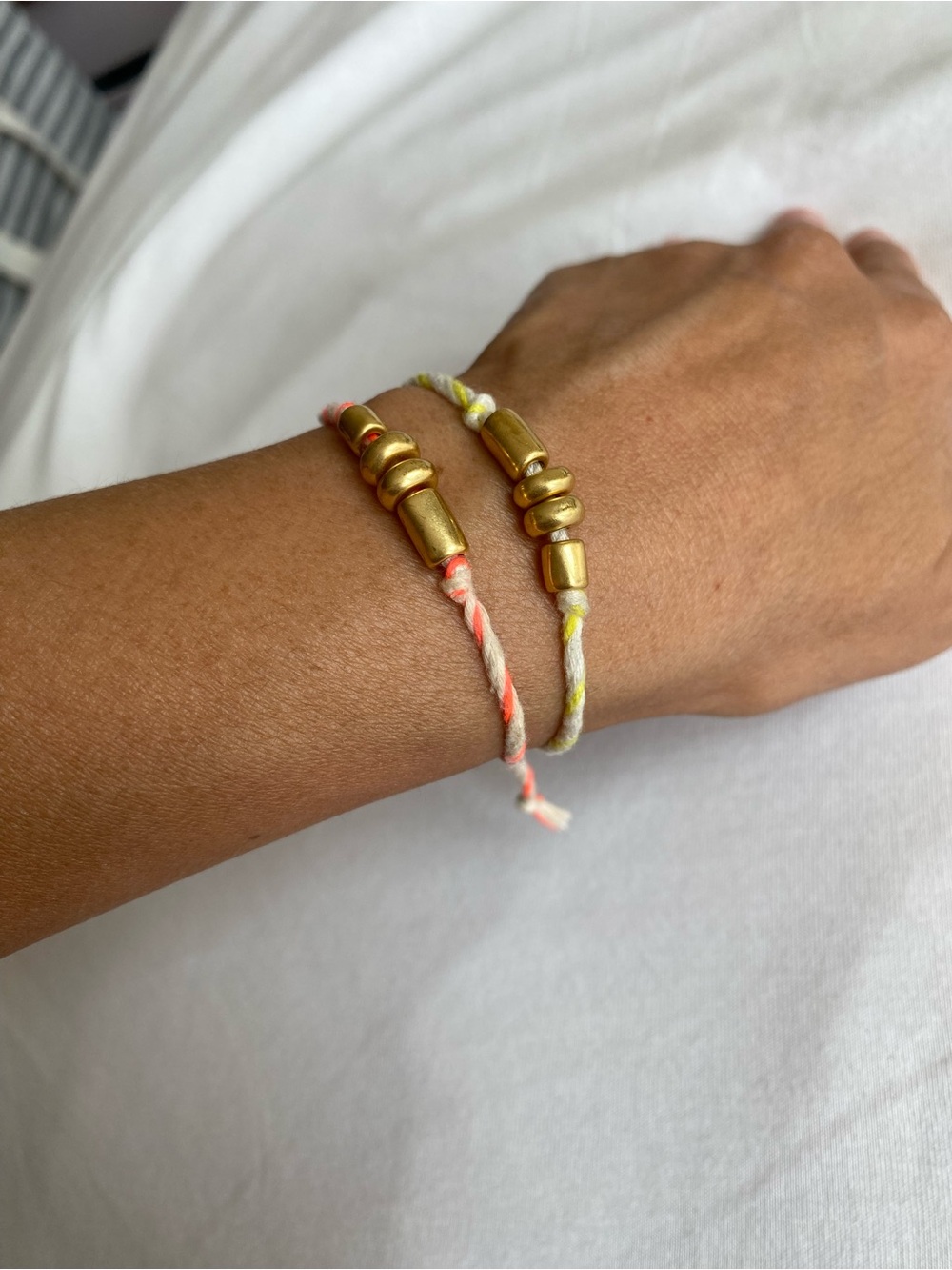 Madewell Set of 2 Neon Cord & Gold-Tone Beaded Bracelets